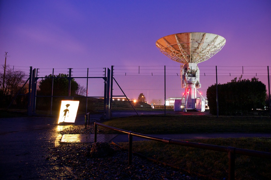 Satellite dish with alien