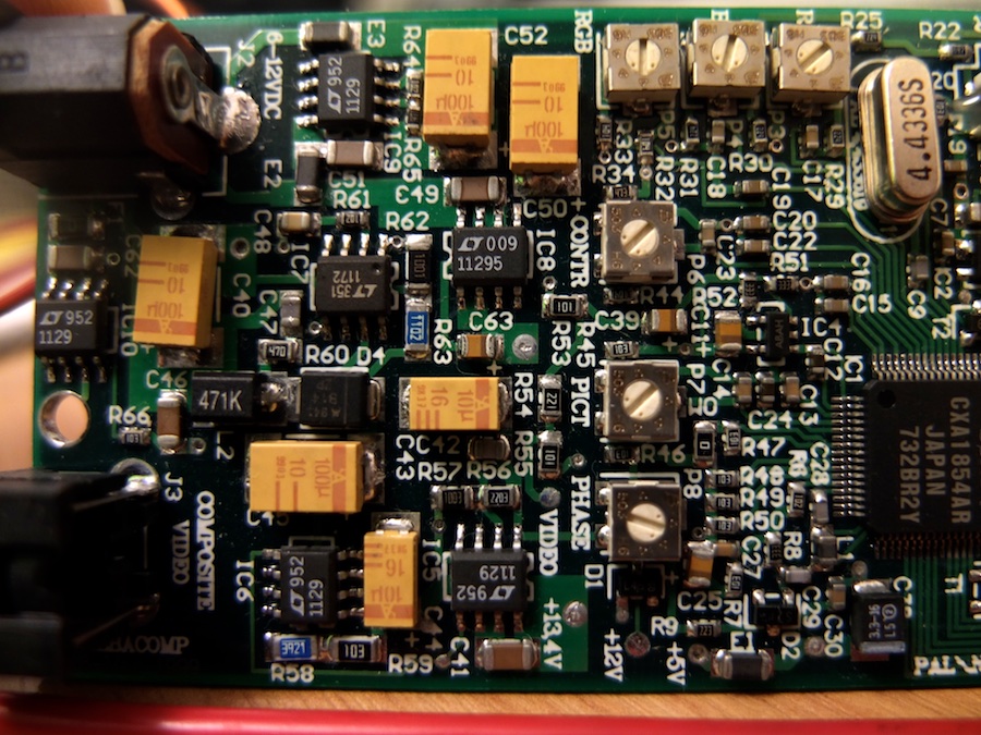 Close-up of the PCB